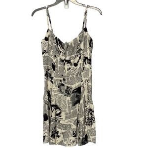 Reformation Felix Mini Dress in Climate Newsprint Print Tie Front -  6
